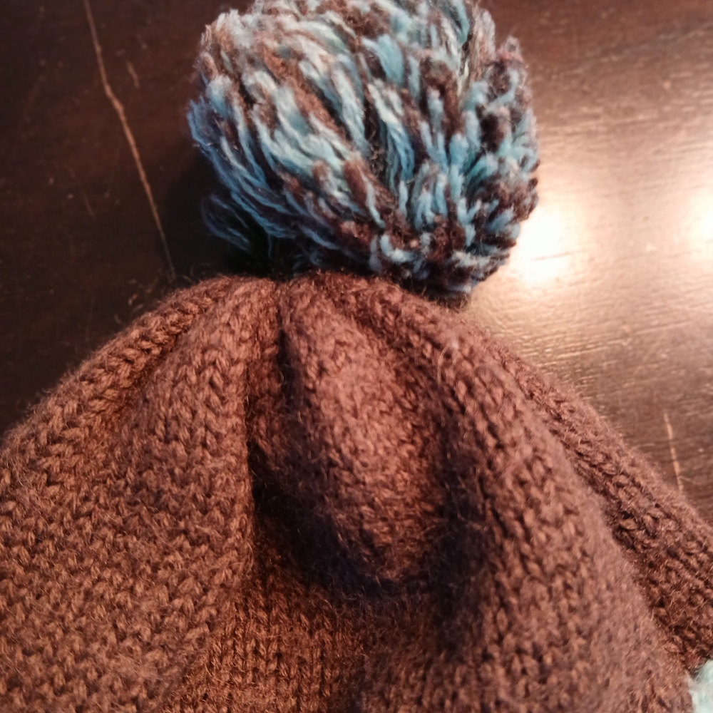 Brown and Blue Kids Knit Beanie - Picture 8 of 11